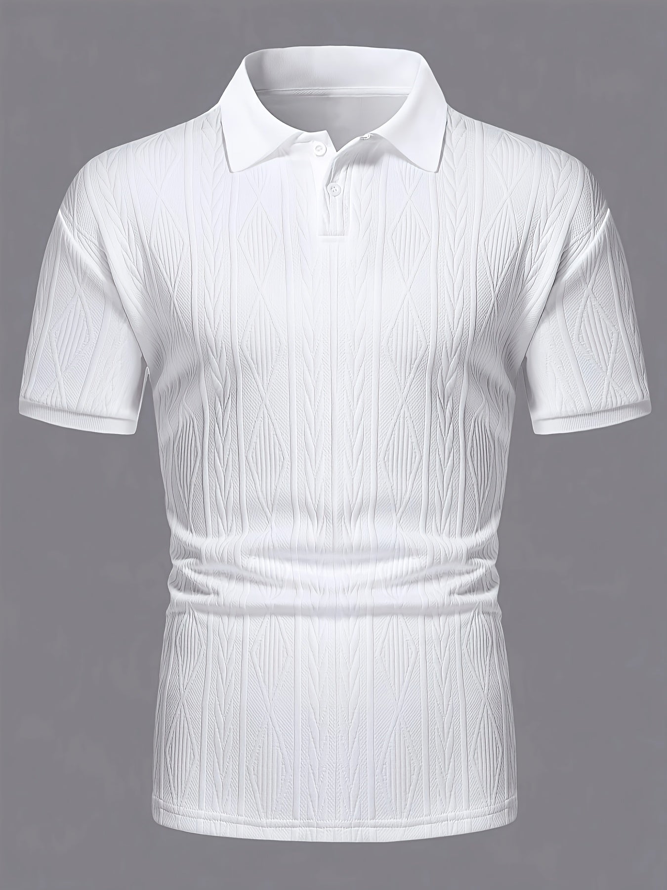 Nuovo top da uomo in tinta unita, design jacquard, tessuto morbido, polo traspirante casual da esterno per affari, adatto per le vacanze e gli appuntamenti di lavoro, essenziale per il tempo libero quotidiano.