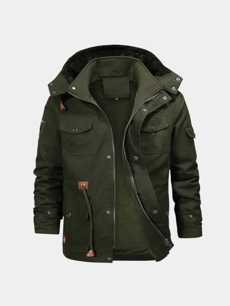 Giacca Bomber in Fleece con Cappuccio
