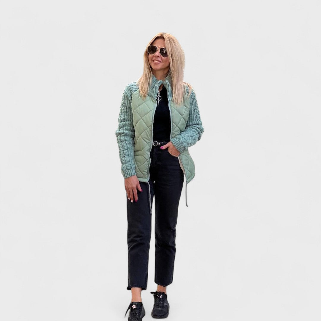Nora - Giacca in maglia patchwork da donna