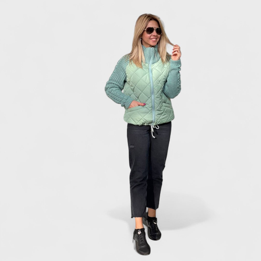 Nora - Giacca in maglia patchwork da donna