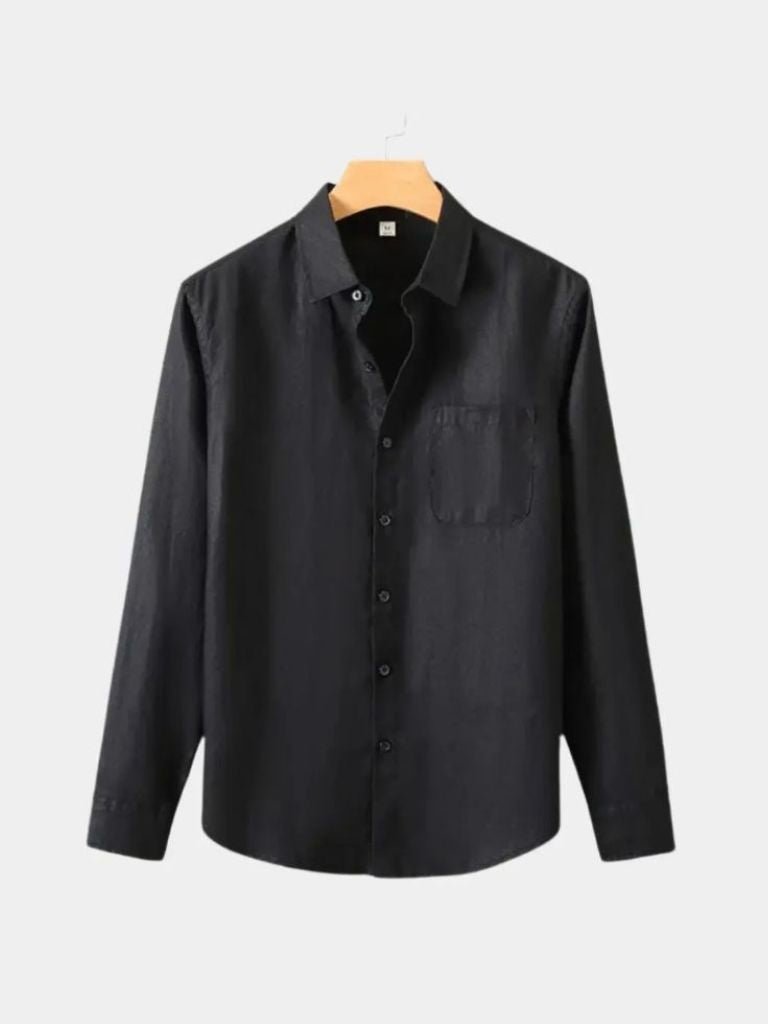 Camicia Essenziale in Lino con Maniche Lunghe