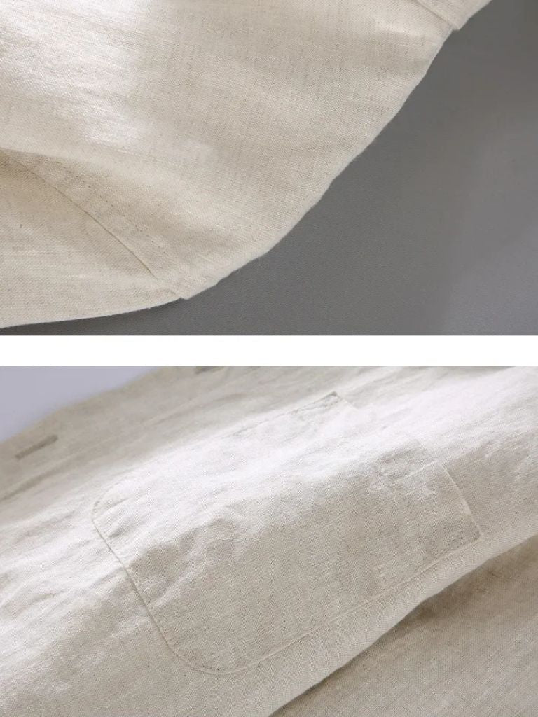 Camicia Essenziale in Lino con Maniche Lunghe