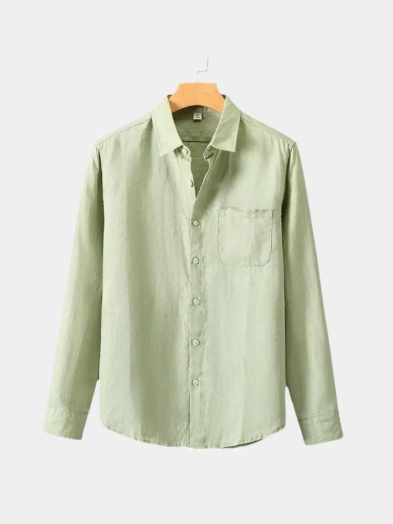 Camicia Essenziale in Lino con Maniche Lunghe