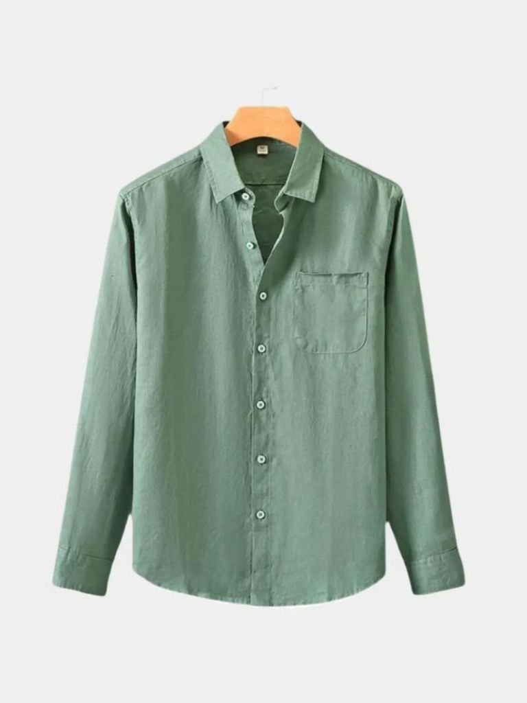 Camicia Essenziale in Lino con Maniche Lunghe