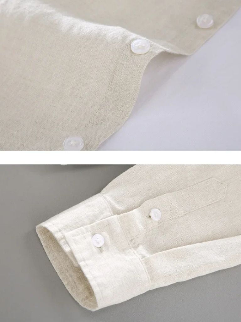 Camicia Essenziale in Lino con Maniche Lunghe