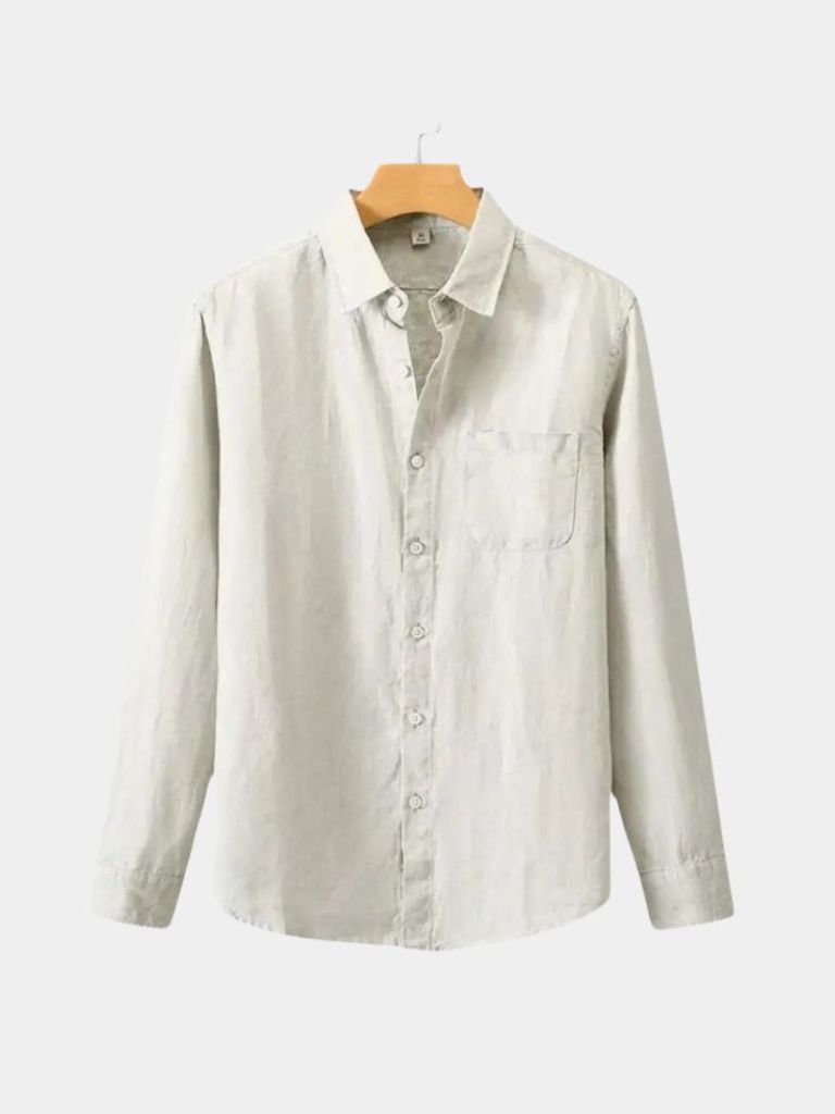 Camicia Essenziale in Lino con Maniche Lunghe