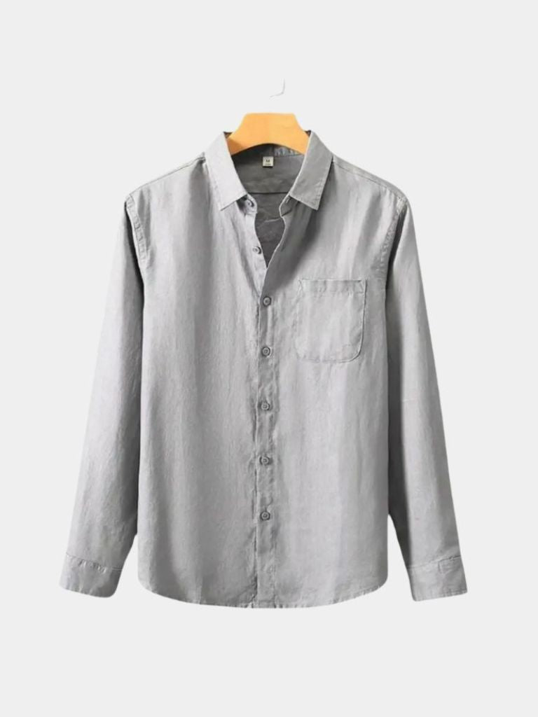 Camicia Essenziale in Lino con Maniche Lunghe