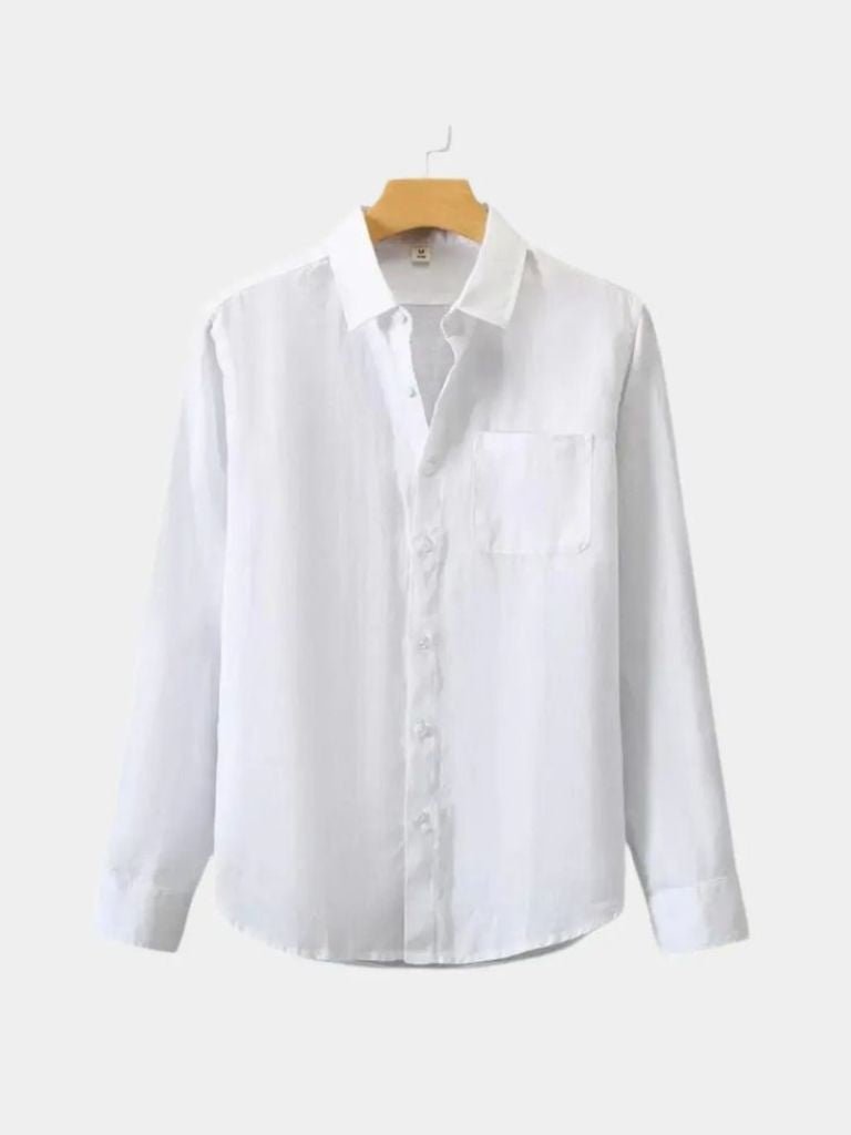 Camicia Essenziale in Lino con Maniche Lunghe