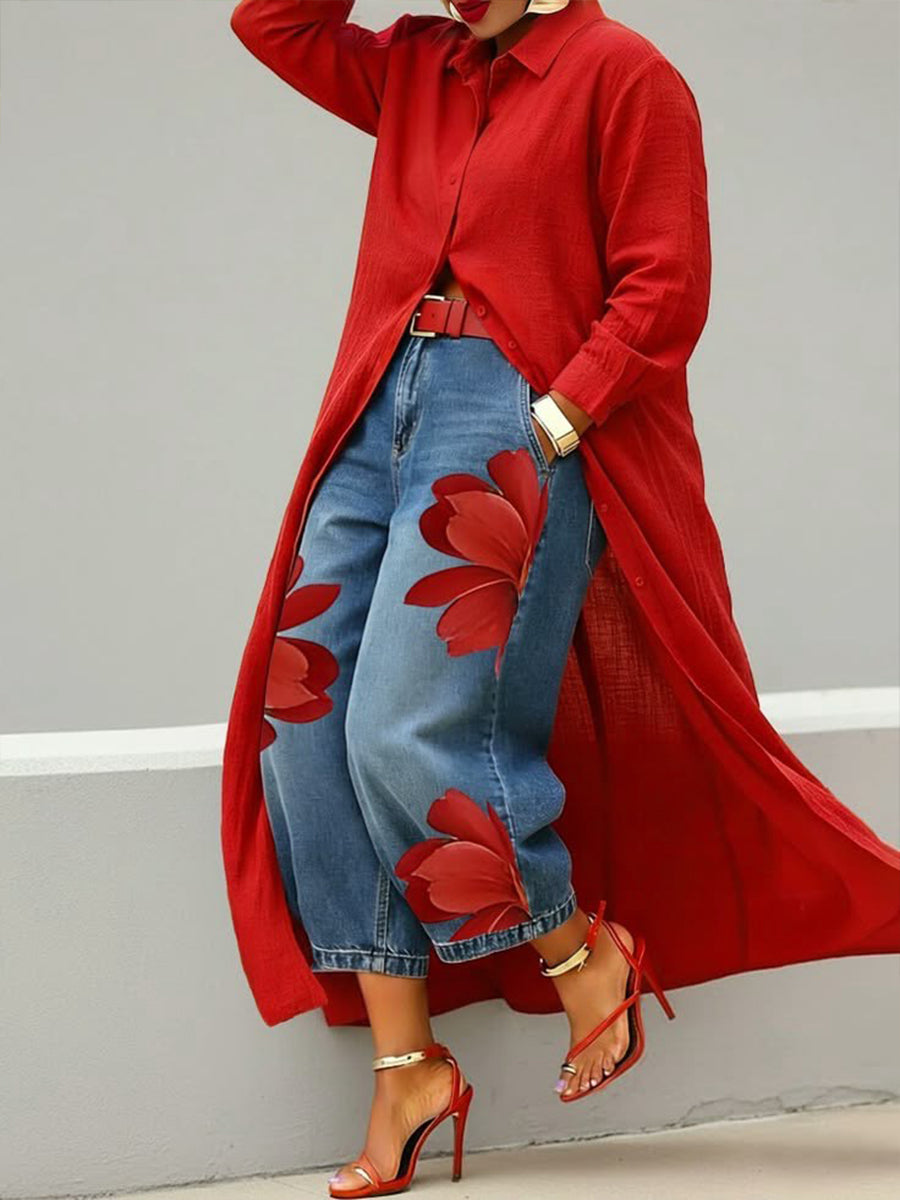 Daniella – Abito in lino & Set denim floreale