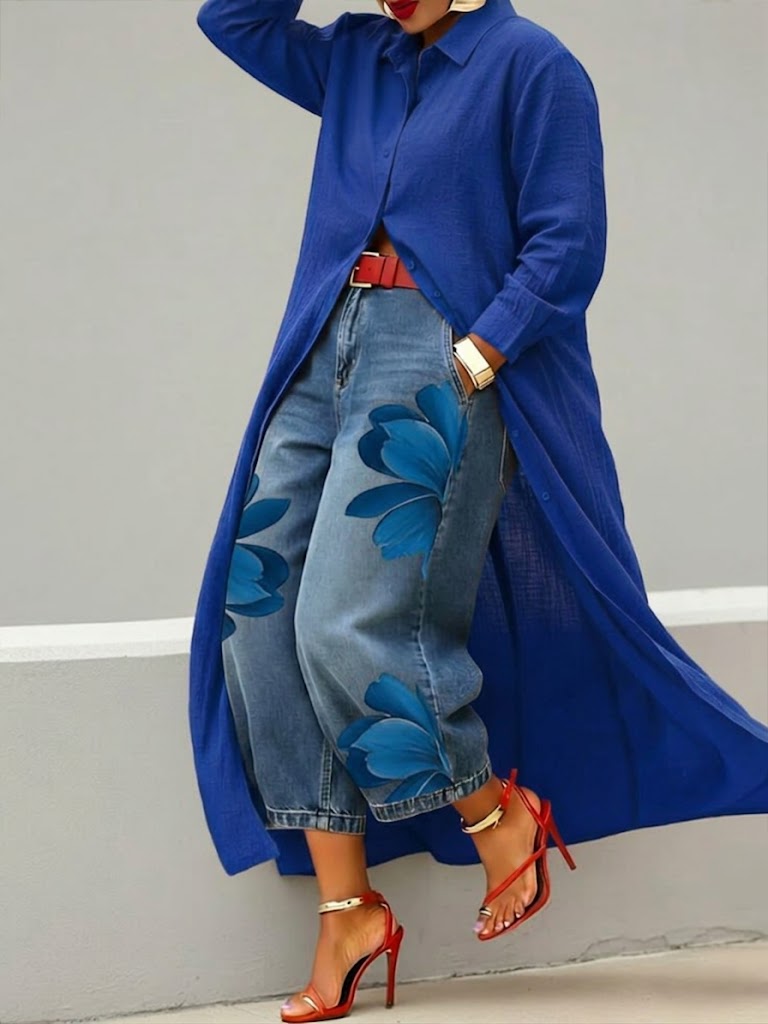 Daniella – Abito in lino & Set denim floreale