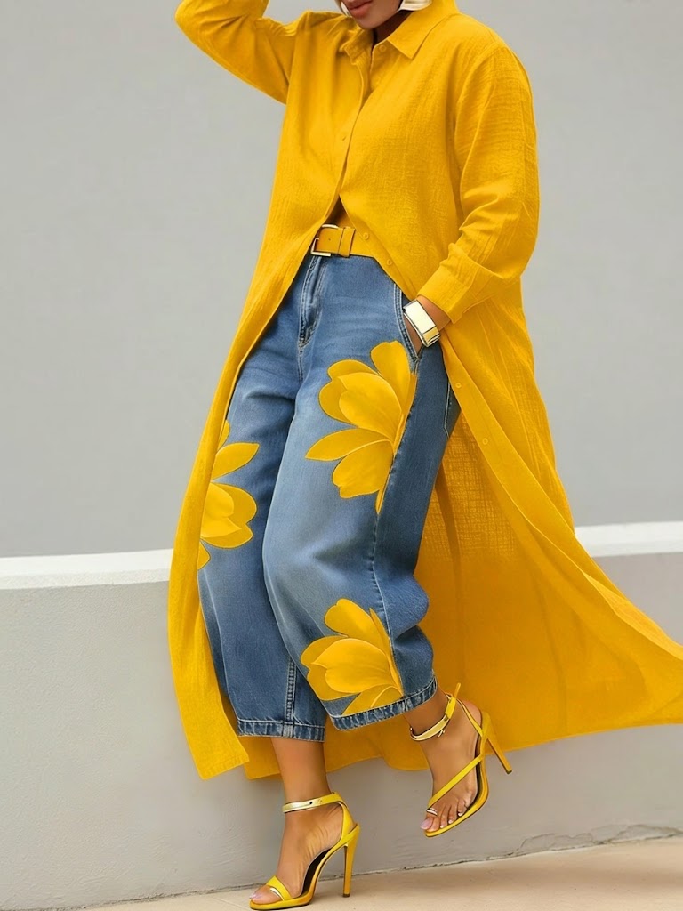 Daniella – Abito in lino & Set denim floreale