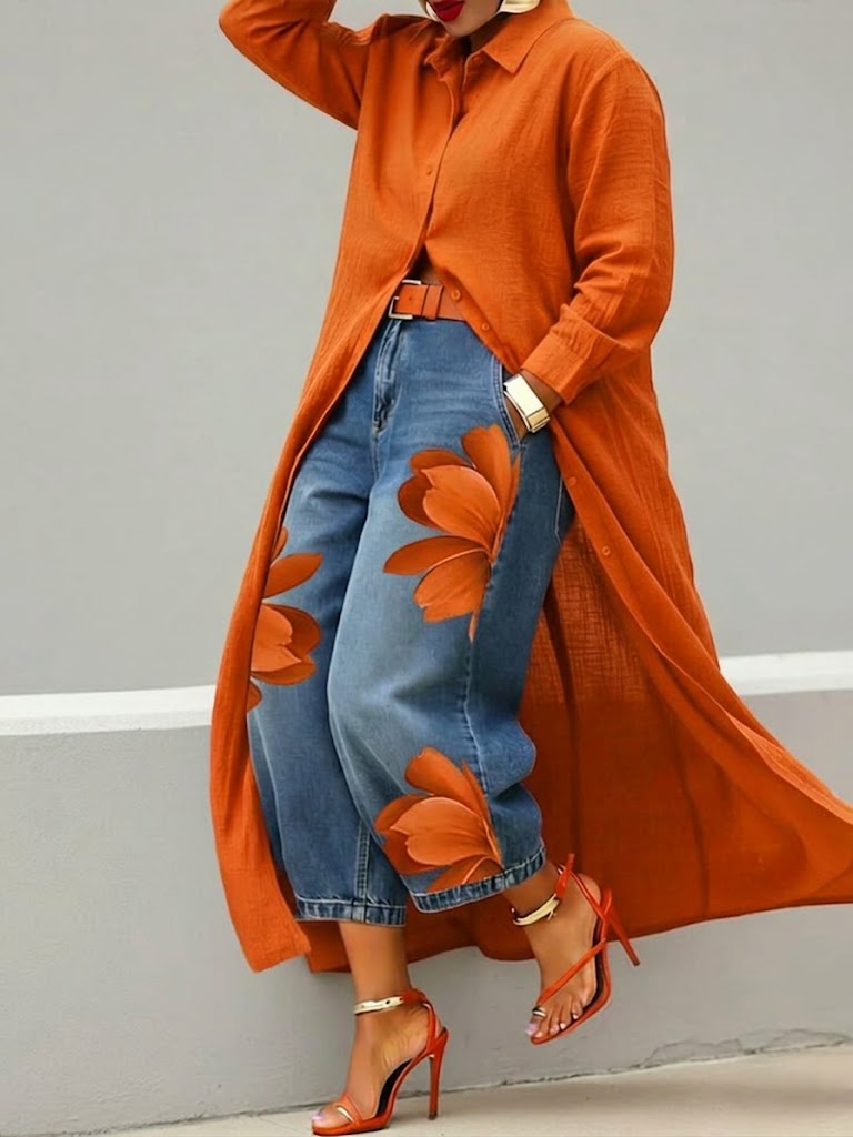 Daniella – Abito in lino & Set denim floreale