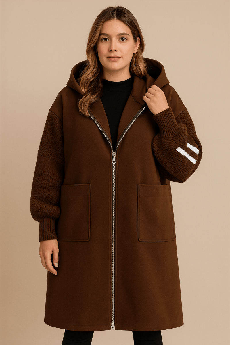 Selene | Cappotto Lungo In Maglia Con Cappuccio