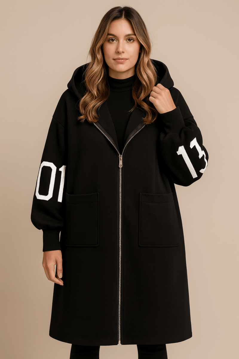 Selene | Cappotto Lungo In Maglia Con Cappuccio