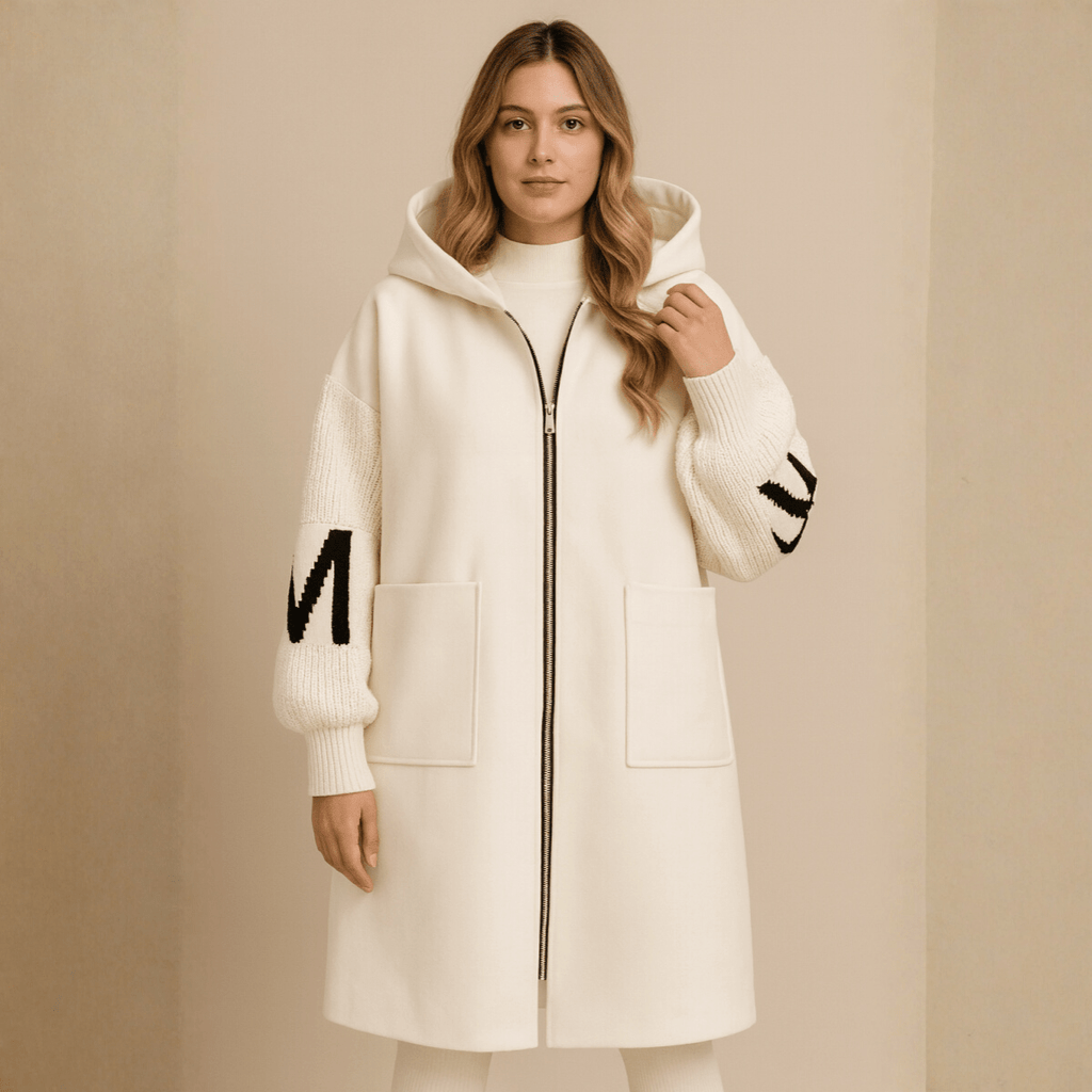 Selene | Cappotto Lungo In Maglia Con Cappuccio