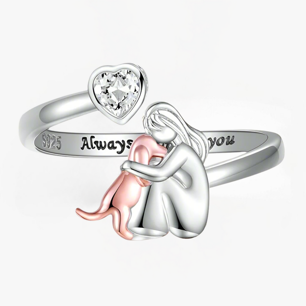 Aria & Lily | Anello Abbraccio con Cane (Rosa)