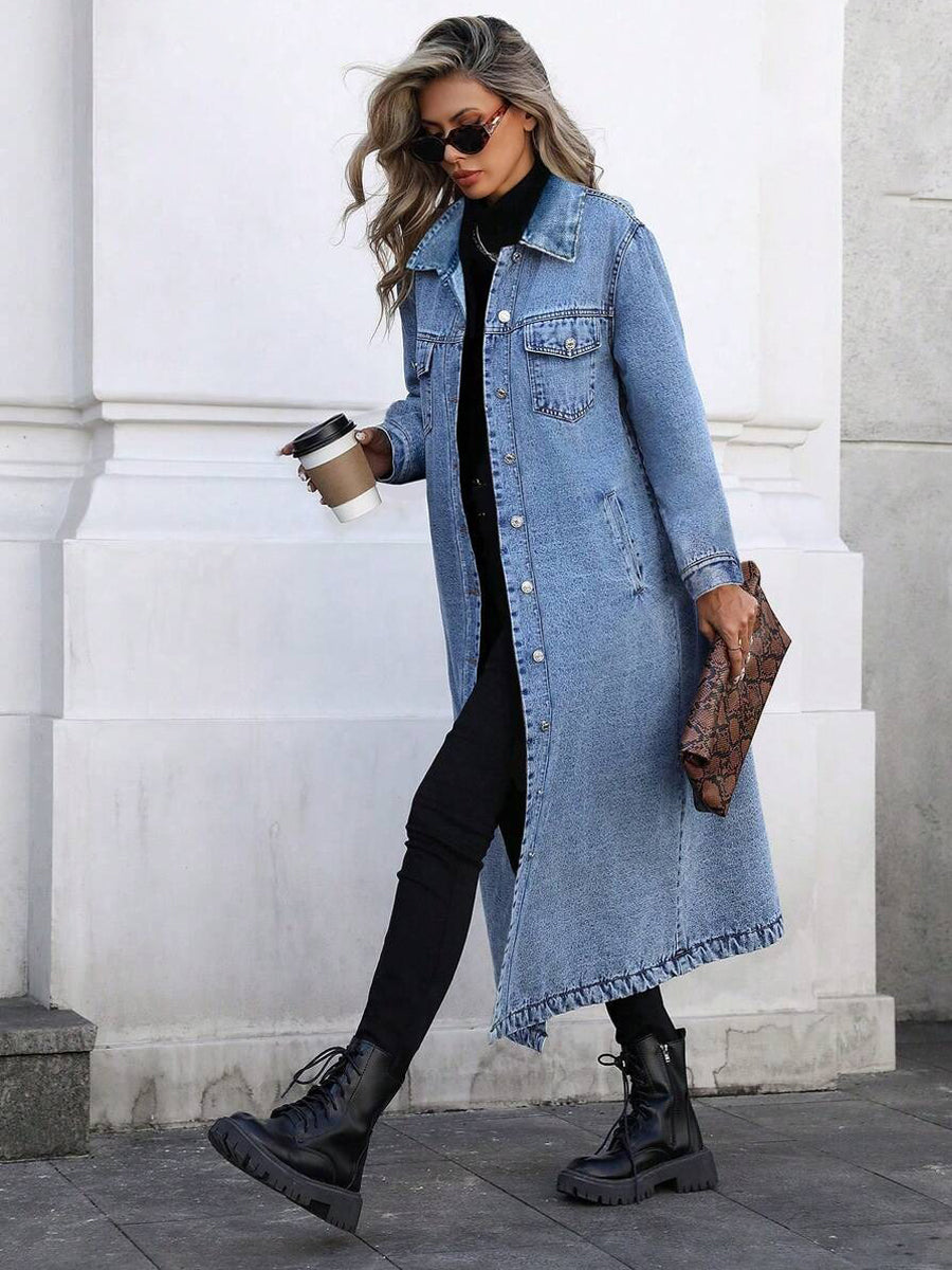 Maya | Giacca di jeans lunga ed elegante