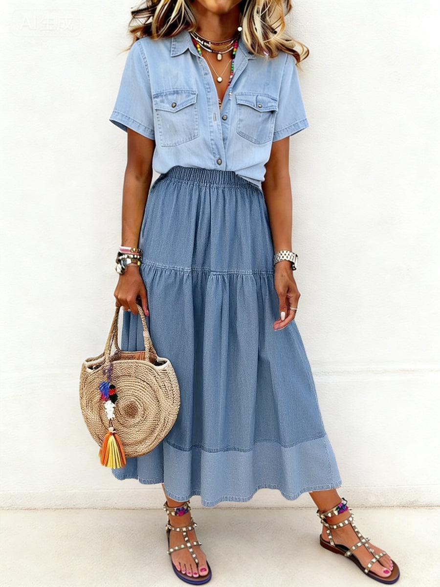 Sarah | Gonna di jeans con vita elastica