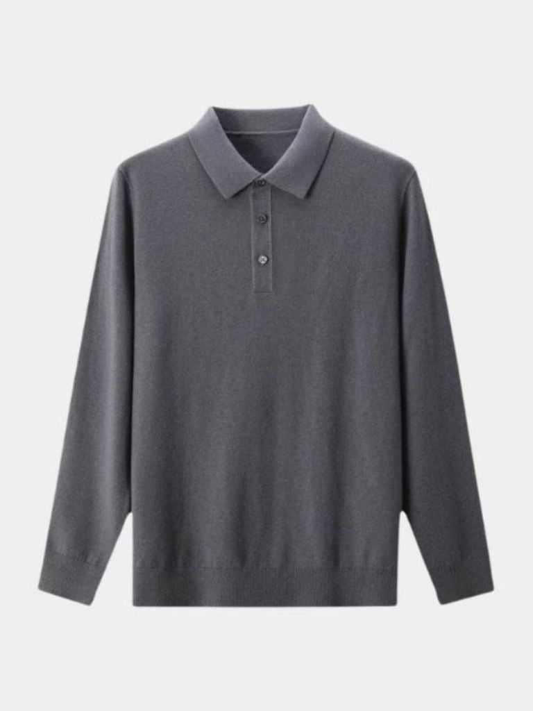 Pullover Polo con Bottoni in Lana