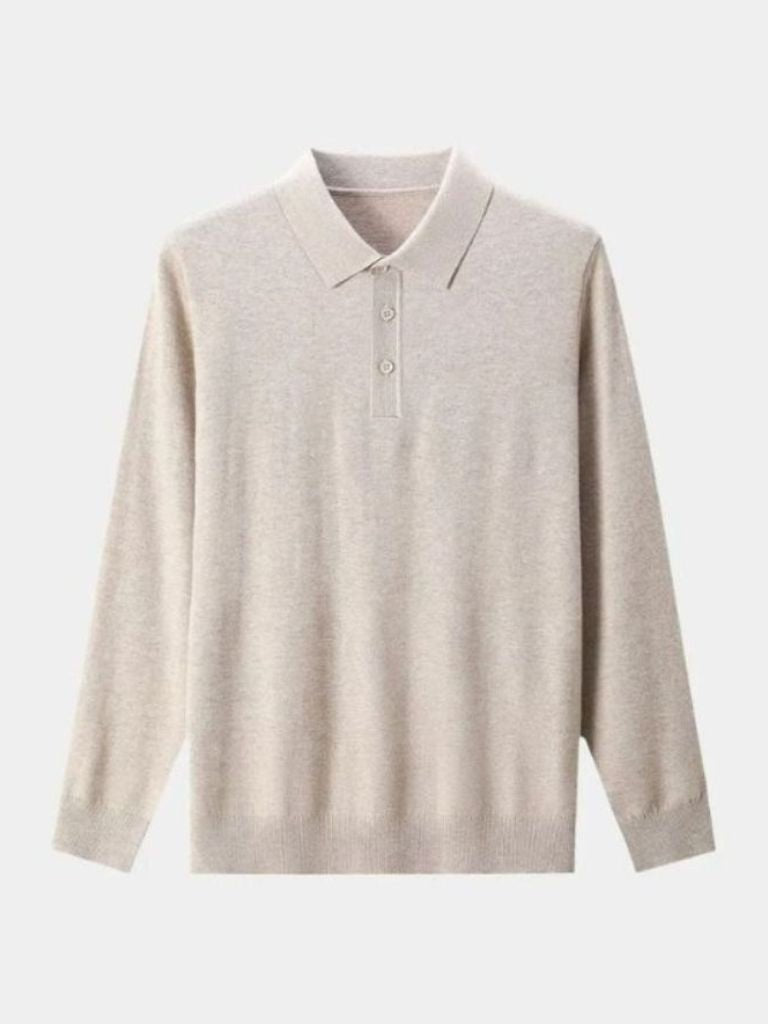 Pullover Polo con Bottoni in Lana
